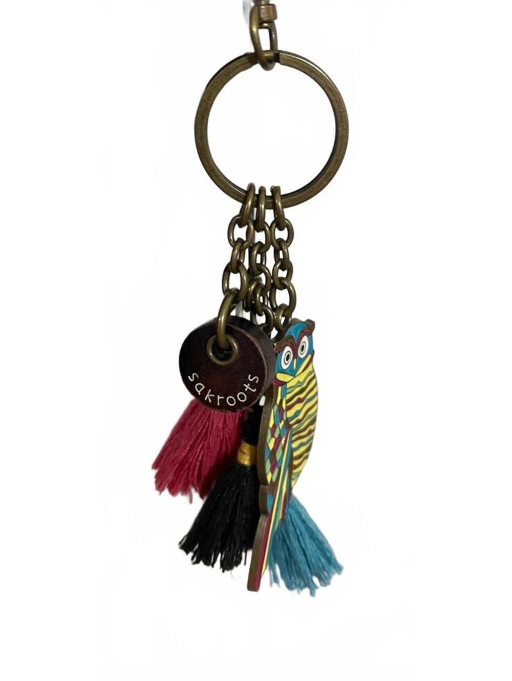 Sakroots Black and White Floral Crossbody Bag with Colorful Tassel Keychain - Picture 4 of 9
